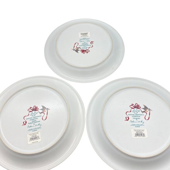 Lenox Winter Greetings Everyday dinner plates Chickadee tufted titmouse 10.5" - Picture 6 of 6